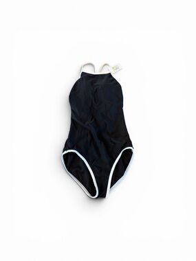 Shade & Shore Black One-Piece Swimsuit with White Trim